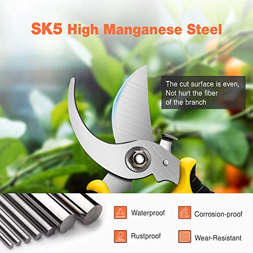 ONEBOM Garden Pruners, 3 Pack Garden Shears Cutters with Gloves, Professional Bypass Stainless Steel Heavy Duty