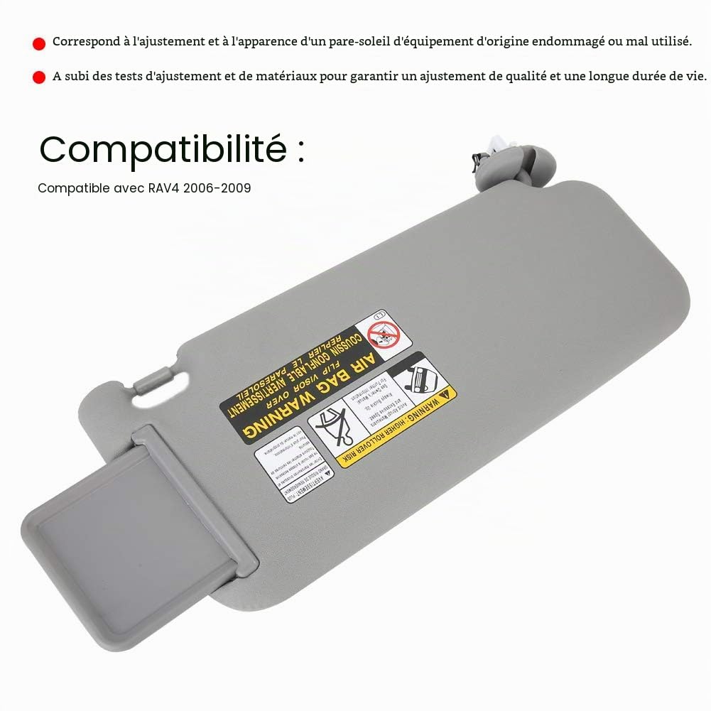 Pare-Soleil côté conducteur Gauche 74320-42501-B2 pour RAV4 2006-2009 Gris Pare Soleil conducteur rav4 Phase 4