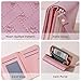 Denovin Wallet Women, Cute Pink Ladies Wallet, Love Heart Trifold Wallets Woman Business Credit Card Holder with Zipper Purse for ID Cards Cash Coin Key (Pink)