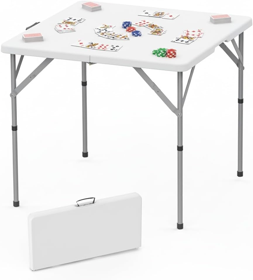 34'' Square Folding Card Table, Dining Table with Handle and Safety Lock