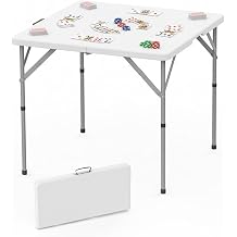 34 Square Folding Card Table, Dining Table with Handle and Safety Lock