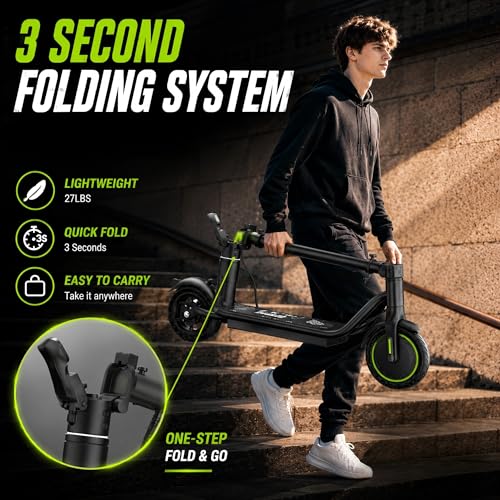 Image of Electric Scooter for Adults and Teens, 19 MPH, Up to 15 Miles Long Range, 350W Motor, Cruise Control, Dual Braking System, Foldable E Scooter for Commuting & Campus,UL 2272 Certified