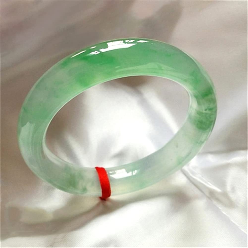 Bracciale Rigido in Giada per Donna Bracciale con Fiore Galleggiante Verde Ghiaccio Naturale Autentico con Certificato Regalo per la Mamma (Dimensioni : 58 mm) (60 mm)