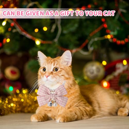Dog Cat Pearls Necklace Collar,Cat Wedding Collar with Bowtie & Bell for Puppy Bunny Kitten Small Medium Dogs Cats - Image 4