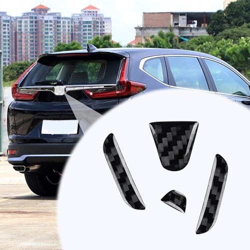 Image of Bilisin Compatible with Rear Tailgate Insert Emblem Logo Carbon Fiber Emblem Badge Decal Cover Trim with Strong Adhesive for Honda CRV 2017-2022 Black