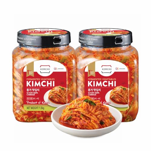 Naturally Fermented Kimchi Sliced Korean Napa Cabbage. GutHealthy & Delicious Korean-Style Gluten-Free | 1.5kg (1.5kg Pack of 2)