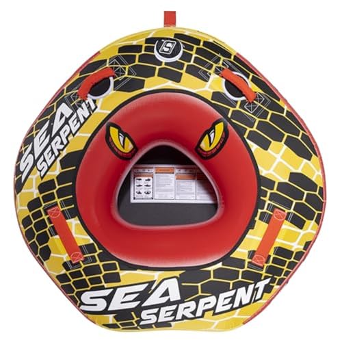Seachoice Sea Serpent Towable Tube, Open Top Boat Tube w/Reinforced Towing System, 1 Person, 50 in. X 48 in.
