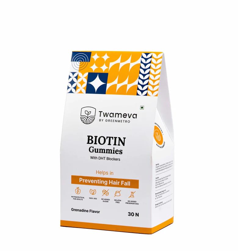 Twameva Biotin Gummies for Healthy Hair Growth | Stronger, Shinier Hair, Skin and Nails | Biotin, Pumpkin Seed Extract, Stinging Nettle Leaf | No Added Sugar & Gut Friendly - 30 Gummies | Pack of 1 (B0CQMBTY33) Amazon Price History, Amazon Price Tracker