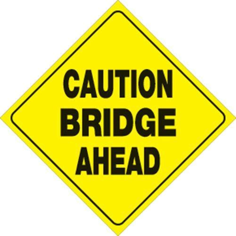 Voss Signs 480 CBA YR 12x12in. Reflective Trail Sign - Caution Bridge Ahead (Yellow/Black)