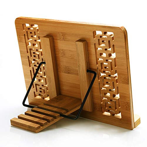 Wishacc Large Size Bamboo Book Stand And Cookbook Holders For Reading Hands Free thumb #7