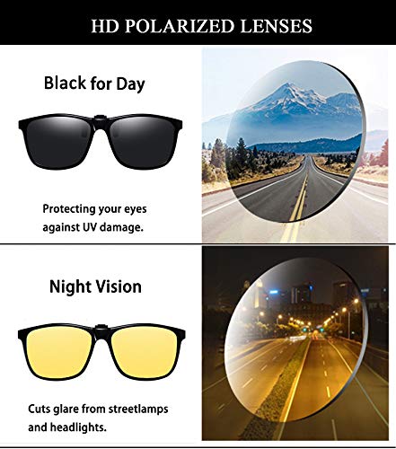 Image of Polarized Clip-on Sunglasses Anti-Glare UV Protection Driving Sun Glasses Over Prescription Glasses