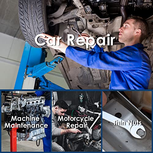 Yiyeie Super-Thin Open End Wrench Set, 9-Piece Sae, 1/4" To 1-1/16", Chrome Vanadium Steel With Mirror Polish, Ultra-Slim Wrench Set With Rolling Pouch #TOP5