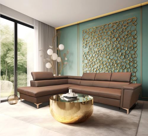Quattro Meble Luxus in Ihrem Wohnzimmer Sofa der Premiumklasse „Roma“ 295x210 cm aus hochwertigem Naturleder Toledo Sofa Couch mit Schlaffunktion, Bettkasten und Kopfstützen (20x296 cm Ecke Links) – Bild 3