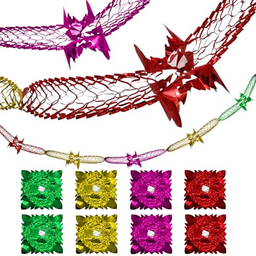 AUXHCYL 8Pcs Christmas Ceiling Decorations Foil Christmas Hanging Garlands for Ceiling Streamers for Xmas Party Decorations Indoor(3m)