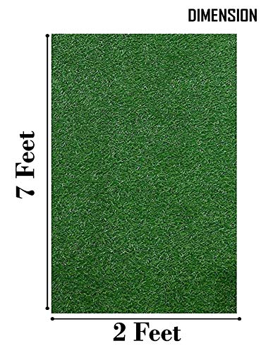 Image of Yellow Weaves 45 Mm High Density Artificial Grass Carpet Mat For Balcony, Lawn, Door (2 X 7 Feet), Green