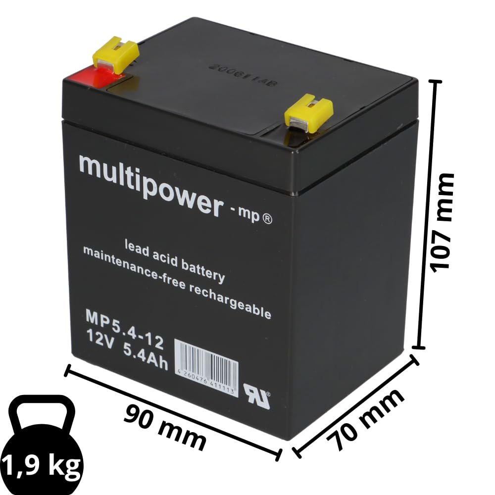 Lot de 2 batteries gel plomb 12 V 5,4 Ah compatibles avec Rebotec à monter soi-même
