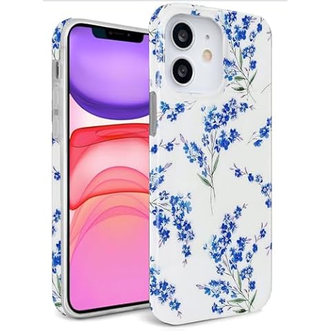 J.west Floral iPhone 11 Case 6.1", Soft TPU Flower Pattern Design, Shockproof Bumper for Women & Girls Blue Cover