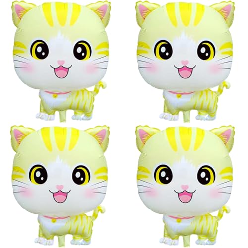 Cute Cat Balloons Yellow Smile Kitten Foil Balloons - image 1