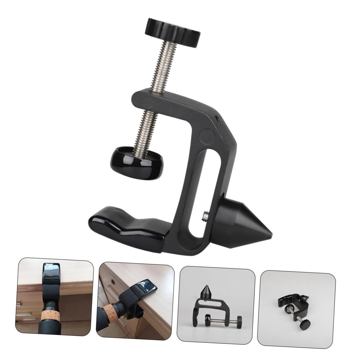 Soporte de Clarinete Práctico de Abs y Metal Soporte de Escritorio Multifuncional para Pulir Corchos Accesorio para Instrumentos Musicales Clip Antideslizante Negro