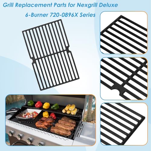 Image of Replacement Parts for Nexgrill 720-0896B 720-0896E 720-0896C 720-0896X Deluxe 6-Burner Gas Grills, Cooking Grate, Heat Shield Tent and Burner for Nexgrill Replacement Parts 6 Burner