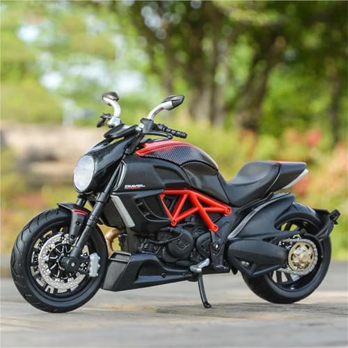 Moto Miniature 1:12 Ducati Diavel Carbon - Métal Moulé sans Rayure pour Vitrine Nettoyable
