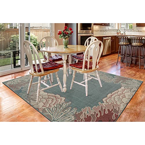 Liora-Manne-Riviera-Low-Profile-Easy-Care-Weather-Resistant-IndoorOutdoor-Rug-Transitional-Botanical-Ocean-Contemporary-Reef-Border-Ocean-410-x-76 Liora Manne Riviera Low Profile Easy Care Weather Resistant IndoorOutdoor Rug Transitional Botanical Ocean Contemporary Reef Border Ocean 410 x 76