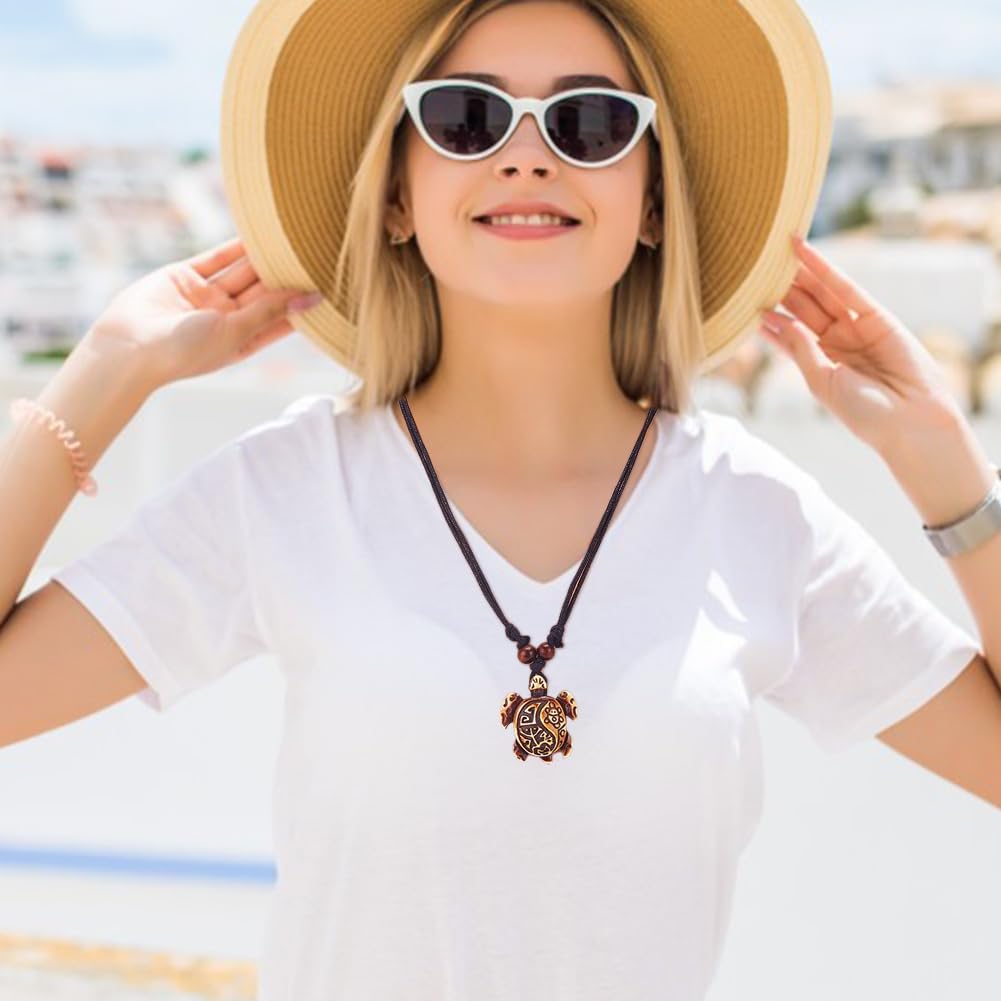 ANATTASOUL Yin Yang Turtle Necklace 15 Pcs Adjustable Sea Turtle Skull Necklace Ocean Resin Antique Jewelry with Evil Eye Pattern for Women Anniversary Party Birthday Gifts Goldenrod - Image 4