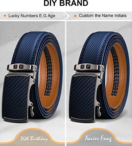 Image of KEMISANT Belt Men, Sliding Ratchet Belt Genuine Leather For Gift Mens Dress Pants Oxfords,Size Adjustable