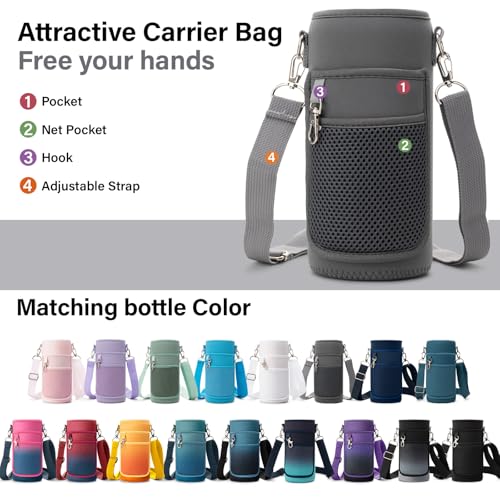 Insulated Water Bottle | Thickened Stainless Steel Vacuum Metal | Portable Sports Water Jug for Gym and Hiking with Straw, Carrier Bag, Handle Strap | BPA-Free 32 oz