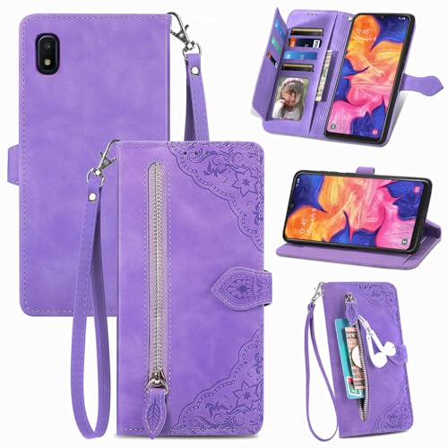 Étui en Cuir pour Samsung Galaxy A10e - Coque Portefeuille de Haute Qualité avec Dragonne