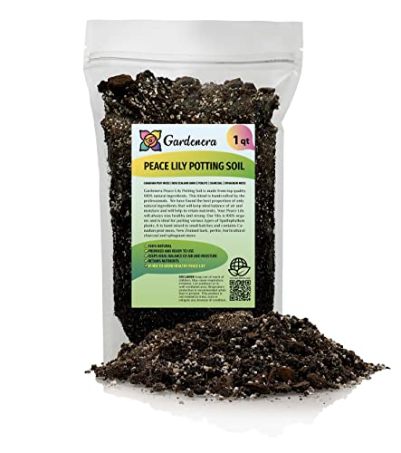 Gardenera's Expert Blend for Peace Lilies: Canadian Peat Moss, New Zealand Bark, Perlite, Bamboo Charcoal Ideal for Indoor Plants - [1-Quart Bag]