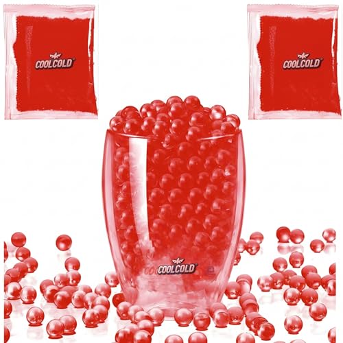 Image of COOLCOLD Gel Blaster Refill Ammo - 20,000 Rounds of 7-8mm Non-Toxic Water Beads for Gel Guns - Safe for Adults 15+ - Transparent Blue Gel Bullets - Pack of 2 - Also Ideal as Home Decor Vase (Red)