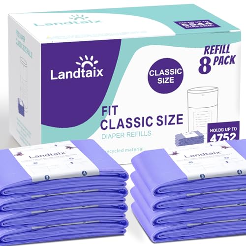 Image of Refills Compatible with Dekor Classic Diaper Pail Refills | 8 Count for 4752 Diapers(Extra 20% Lengths) Diaper Pail Bags with Extra 30% Thickness Powerful Odor Eliminate Lavender Scent for Baby/Adult