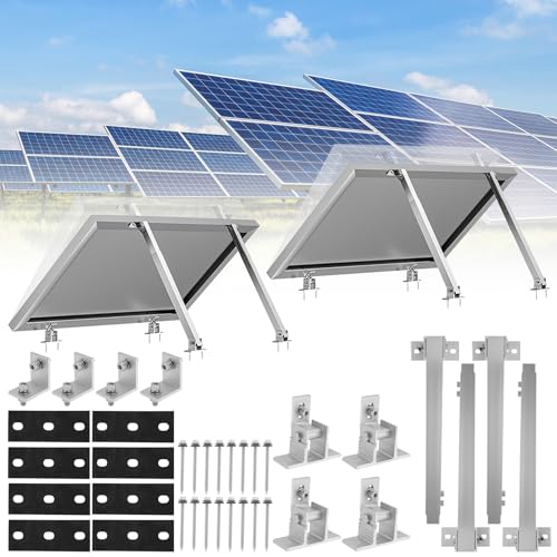 WODHMIEY Soporte para Panel Solar, Montaje Inclinable para Panel Solar de Aluminio, Ajustable 15-30°, Kit de...