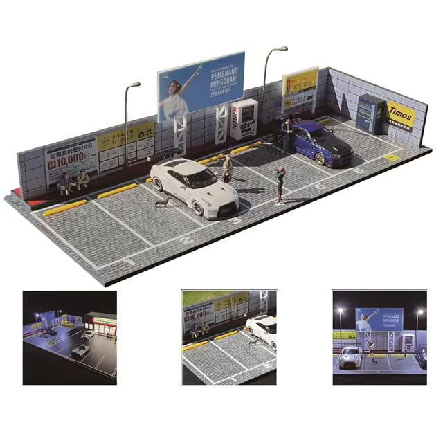 1:64 GFANS Model Car Diorama Garage Shops with LED Lighting Dealership Model Car Toy (Parking Lot 2) — image 1