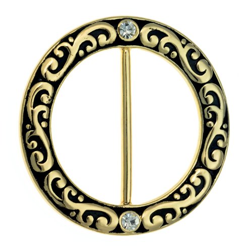 PammyJ Goldtone Filigree with Rhinestone Scarf Ring Scarf Buckle