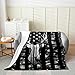 Deer Antlers Silhouette Throw Blanket,Camouflage American Flag Bed Blanket,Wild Animal Natural Flannel Blanket for Kids Teens Adults Room Decor,Black Cozy Fuzzy Blanket,Twin Size (60 x 80 Inches)