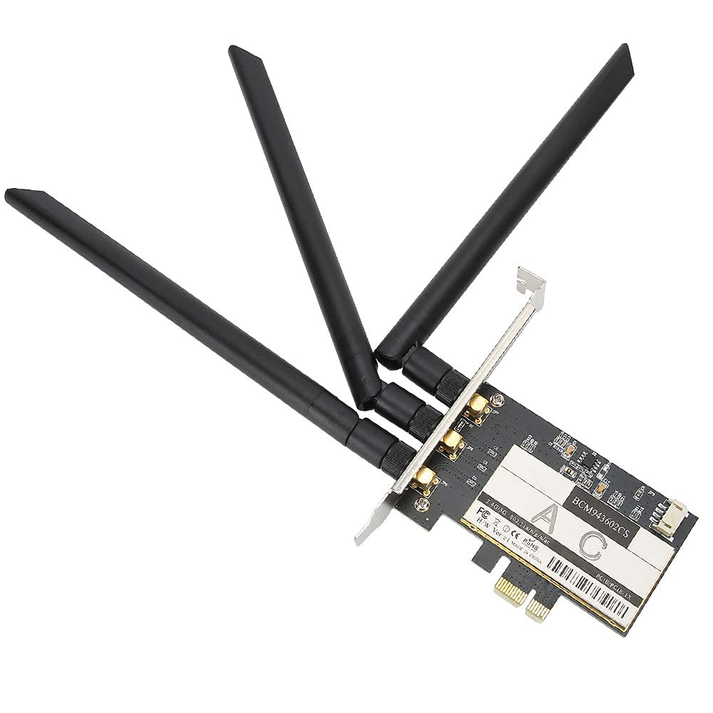 Scheda WiFi PCIe, Scheda di Rete Wireless Dual Band 802.11AC 1750Mbps Bluetooth 4.0 con 3 Antenne, Adattatore PCI Express per Desktop PC, 1 Pezzo
