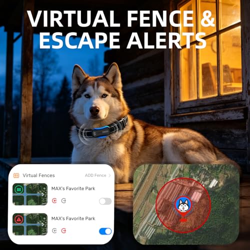 DBDD Smart Dog GPS Tracker (Black) - Real-Time Location Finder with Virtual Fence, AI Health Monitor & Waterproof Design for Escape Artists, Medium to Large Dogs (30lbs+), iOS & Android - Image 4