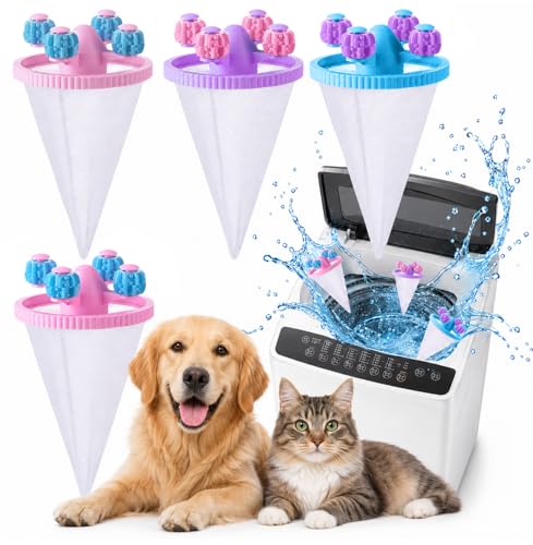 Pet Hair Remover for Laundry 4-Pack Reusable Lint Roller Balls Washer Pet Hair Catcher for Dog & Cat Hair Sticky Lint Collector for All Washers Laundry Helper for Pet Owners