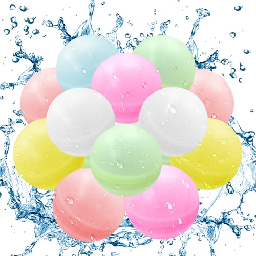 12 unidades balões de água reutilizáveis, bolas de água recarregáveis selante de enchimento rápido, balões de água verão Splash Fun, exteriores piscina praia festas
