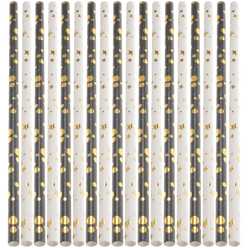 INOOMP 100 pitillos desechables de papel con foil dorado miniatura 1