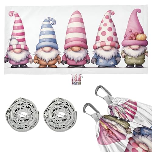 SDMKA Gnomes in Pink Camping Hammock, 330 lbs with 2 Tree Straps, Carry Bag, Single Portable Hammock for Outdoor/Indoor, Hiking, Beach, Backpacking, Travel