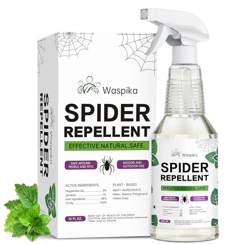 Waspika Spider Repellent Indoor & Outdoor Spray with Peppermint Oil, Natural Spider Deterrent,...