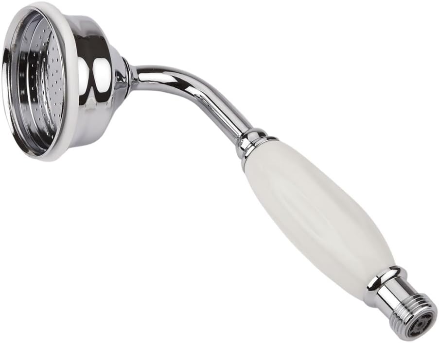 VeeBath Beta 180mm Hand Held Round Shower Head - Pencil Type, Solid Construction