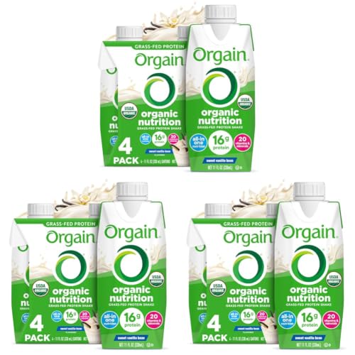 Image of Orgain Organic Grass Fed Dairy 16g Protein Shake, Vanilla, 11 Fl Oz (Pack of 12)