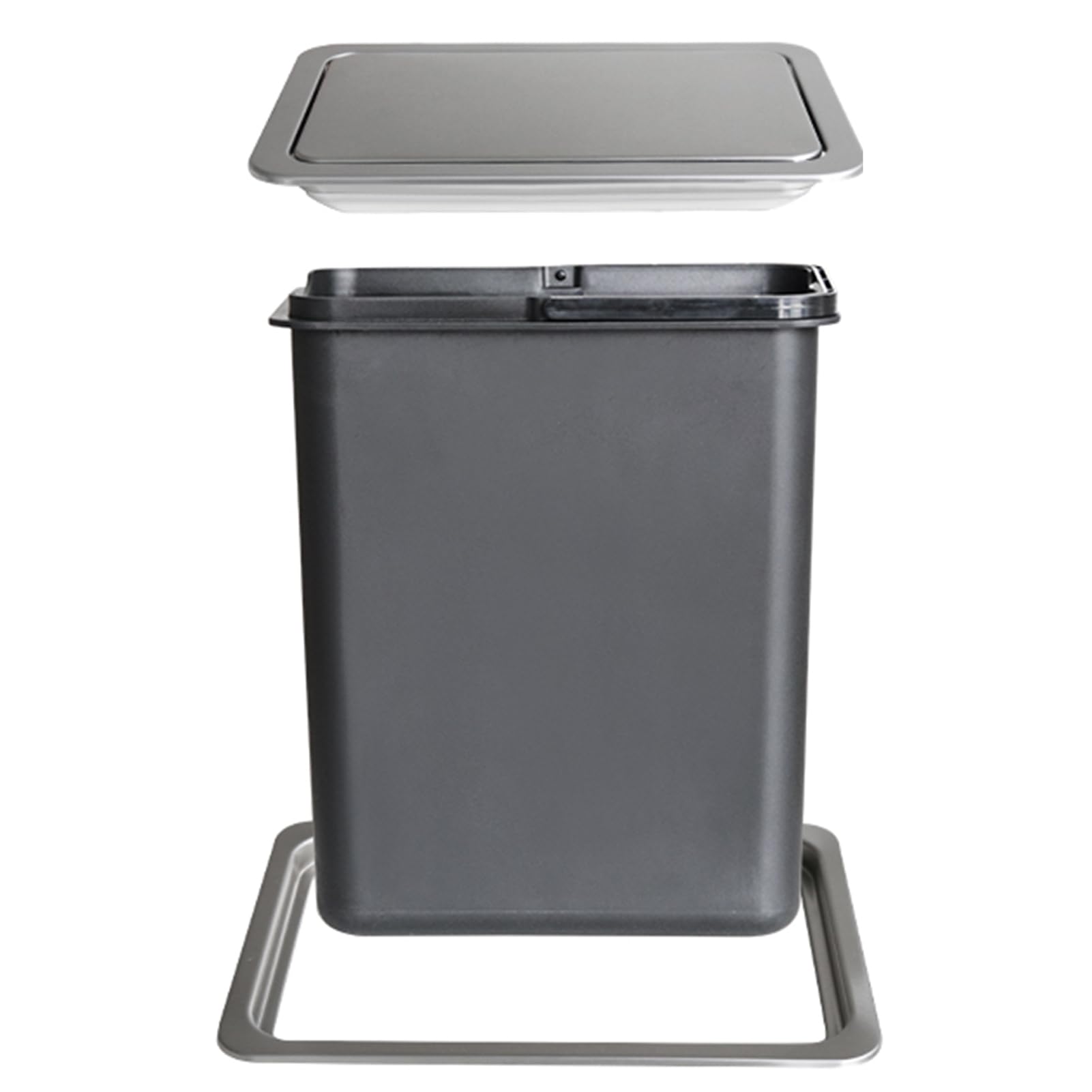 ASumPio Square Stainless Steel Embedded Trash Can, Built-In Countertop Counter Top Waste Chute, Kitchen Cabinet Trash Bin Chute Recessed Garbage Bin Cover,Rectangle B,Rectangle B