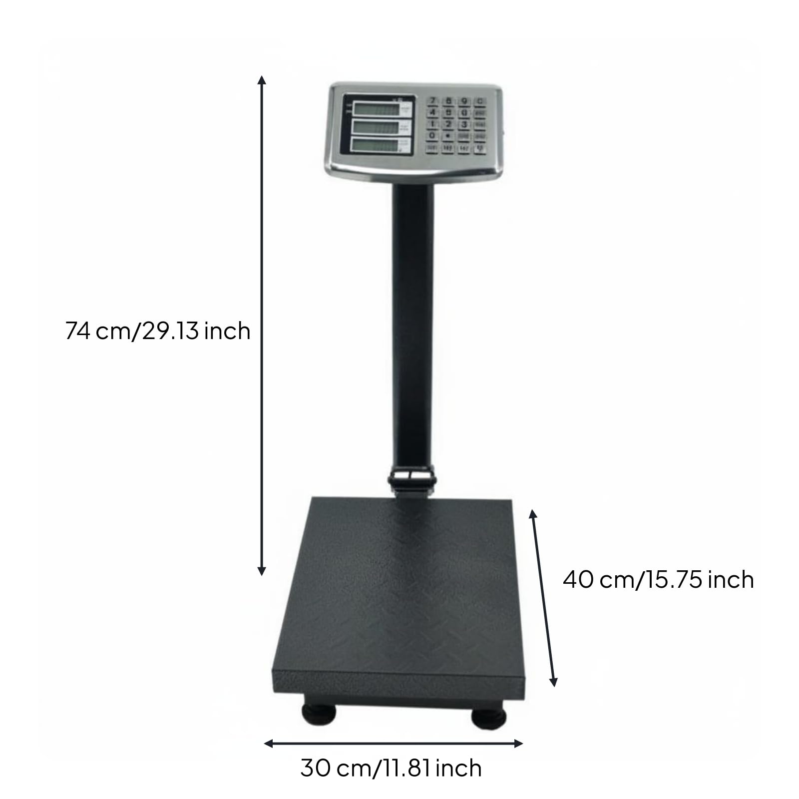 Bilancia Elettronica Ad Alta Precisione Display LED Bilancia Pieghevole da Negozio Multifunzione Attrezzatura Commerciale per Magazzino, Pulsanti In Acciaio, Schermo LCD, 150 Kg, 30x40 Cm