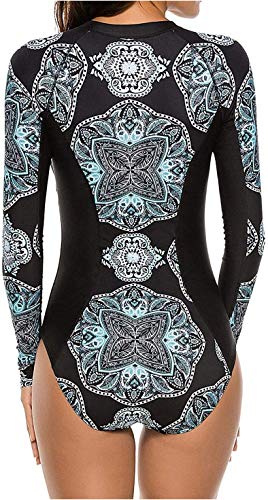 Runtlly Womens Athletic Training Long Sleeve One Piece Swimsuits Surfing Swimwear Bathing Suit Upf 50+ C91701 L Black #TOP1