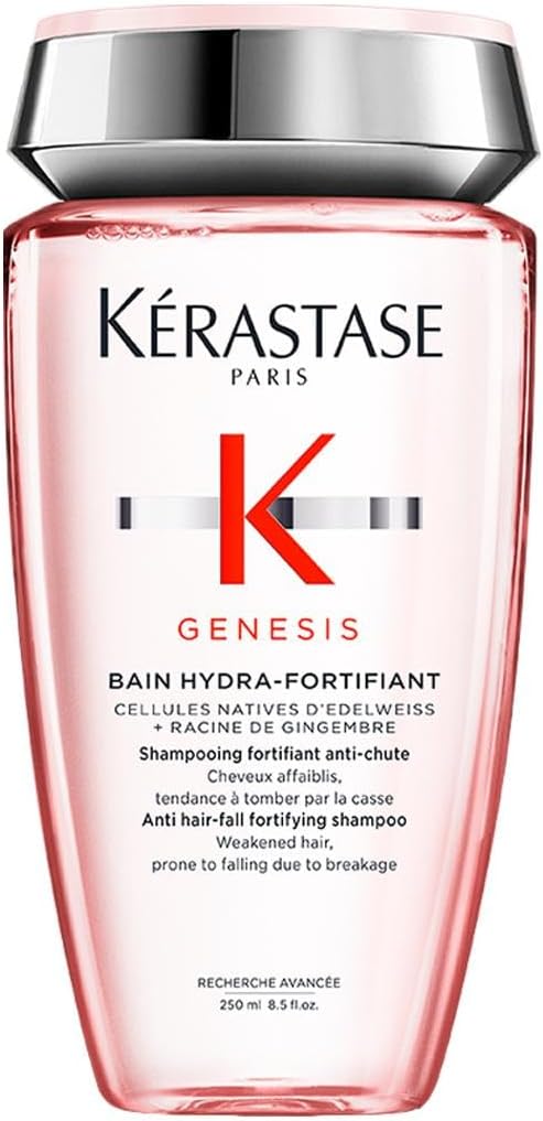 Kérastase Genesis, Bain Hydra-Fortifiant, Voedende en Versterkende Shampoo, Met Gemberwortel en Edelweissbloem, Voor Verzwakt Haar, Anti-Haaruitval, 250 ml